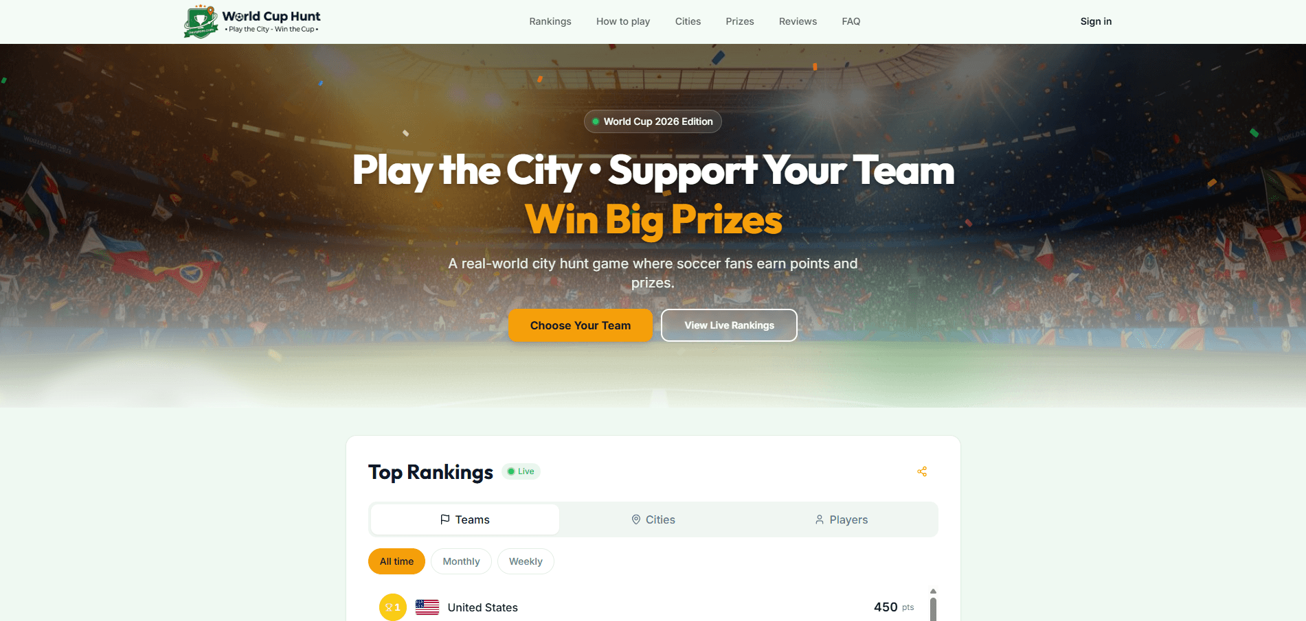 World Cup Hunt Website